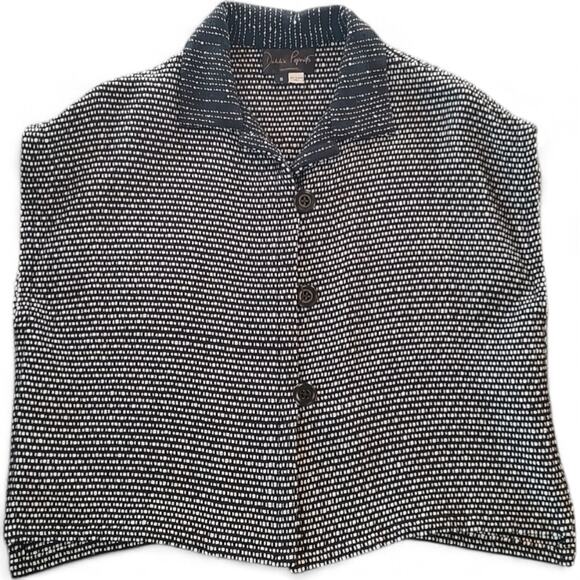 Dahlia Popovits Handmade Handwoven Cardigan‎ Wearable Art Lagenlook Black White - Picture 2 of 7